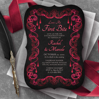 Invitación Fiesta de compromiso de Halloween de vampiros