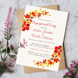 Invitación Fiesta de compromiso de Hibisco Tropical Naranja Q