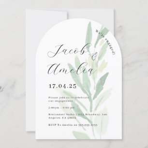 Invitación Fiesta de compromiso de hoja de arco moderno