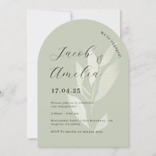 Invitación Fiesta de compromiso de hoja de salvia moderna en