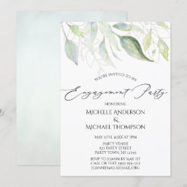 Invitación Fiesta de compromiso de hojas botánicas de oro ver