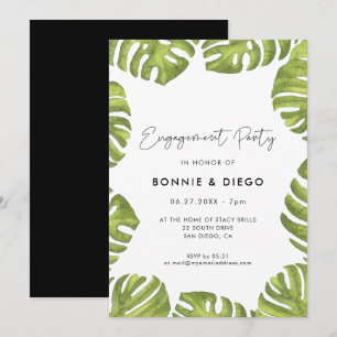 Invitación Fiesta de compromiso de hojas de palma verdes trop