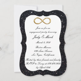 Invitación Fiesta de compromiso de infinito de oro con brillo