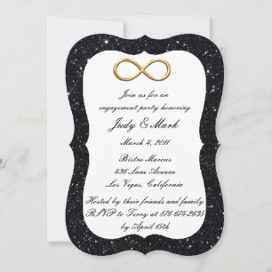 Invitación Fiesta de compromiso de infinito de oro con brillo