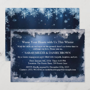 Invitación Fiesta de compromiso de Invierno Azul Helado Marav