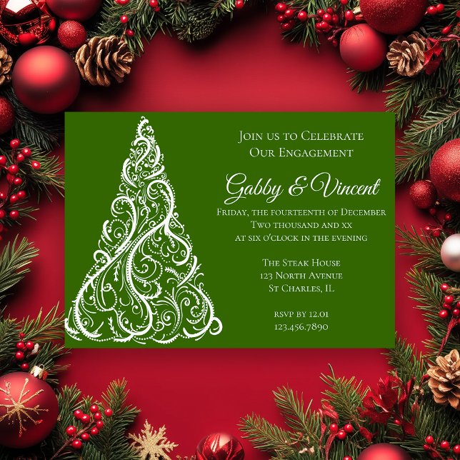 Invitación Fiesta de compromiso de invierno de Green Christma (Subido por el creador)
