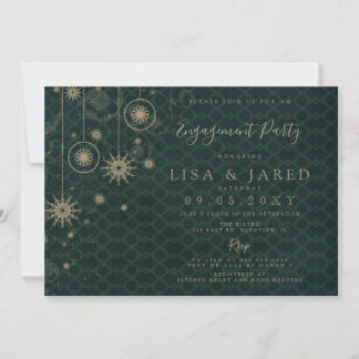Invitación Fiesta de compromiso de invierno de Green Gold Sno