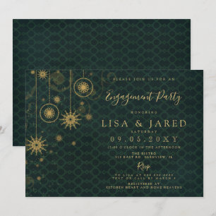 Invitación Fiesta de compromiso de invierno de Green Gold Sno