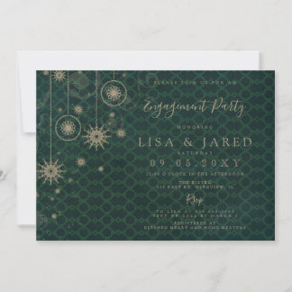 Invitación Fiesta de compromiso de invierno de Green Gold Sno