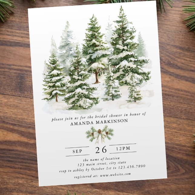 Invitación Fiesta de compromiso de invierno de hoja perenne e (Subido por el creador)