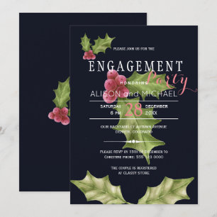 Invitación Fiesta de compromiso de invierno de la mora rosa d