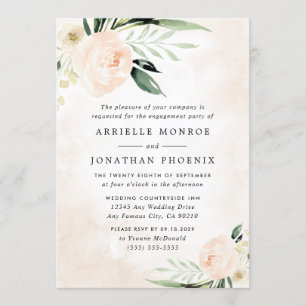Invitación Fiesta de compromiso de jardín elegante con flores