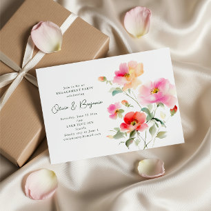 Invitación Fiesta de compromiso de jardín romántico con acuar