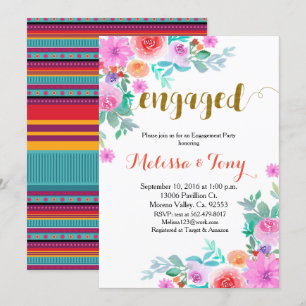 Invitación Fiesta de compromiso de la cubierta floral mexican