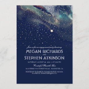 Invitación Fiesta de compromiso de la estrella fugaz del oro