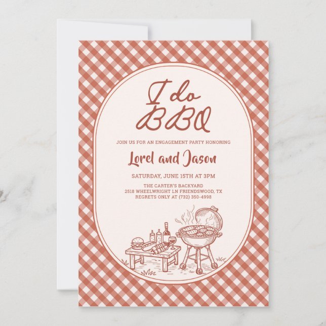 Invitación Fiesta de compromiso de la pareja de I Do BBQ (Anverso)
