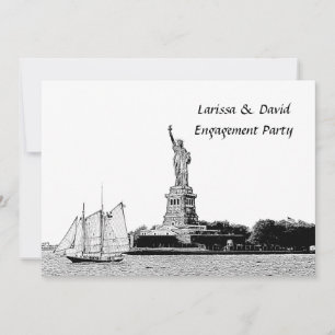 Invitación Fiesta de compromiso de la silueta de NYC grabada 
