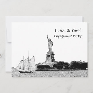 Invitación Fiesta de compromiso de la silueta de NYC grabada