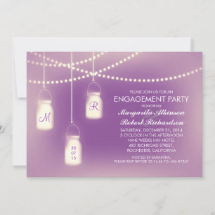 Invitación fiesta de compromiso de las luces de tarro de másc