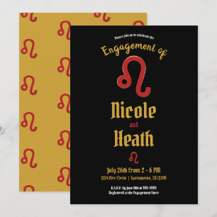 Invitación Fiesta de compromiso de LEO Zodiac Astrología Juli