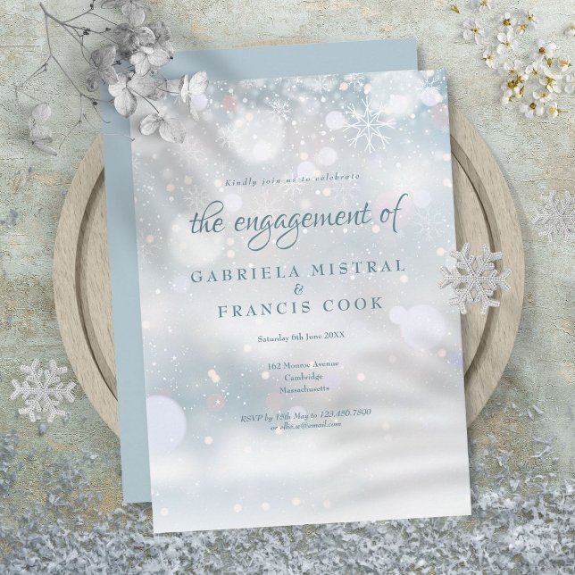 Invitación Fiesta de compromiso de los primeros copos de niev (First Snowflakes Engagement Party Invitation)