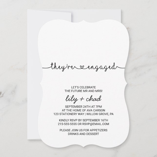 Invitación Fiesta de compromiso de Love Hearts (Anverso)