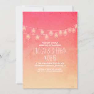 Invitación fiesta de compromiso de luces de cuerda oscuras de