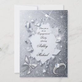 Invitación fiesta de compromiso de lujo elegante brillo plate