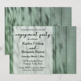 Invitación Fiesta de compromiso de madera verde antigua, rúst