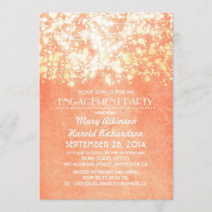 Invitación fiesta de compromiso de melocotón y oro