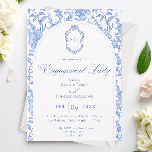 Invitación Fiesta de compromiso de monograma de chinoisería f