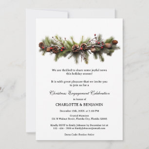 Invitación Fiesta de Compromiso de Navidad de Invierno Corona