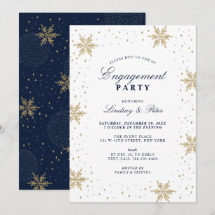 Invitación Fiesta de compromiso de Navidad de invierno en dor