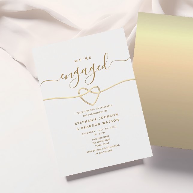 Invitación Fiesta de Compromiso de Oro Elegante (Subido por el creador)