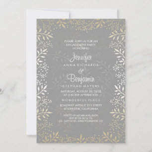 Invitación Fiesta de compromiso de oro y plata para el alient
