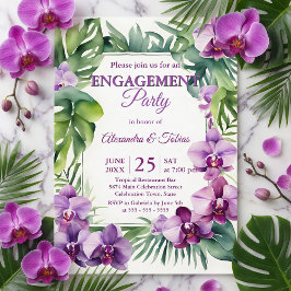 Invitación Fiesta de Compromiso de Orquídea Púrpura Acuarela 