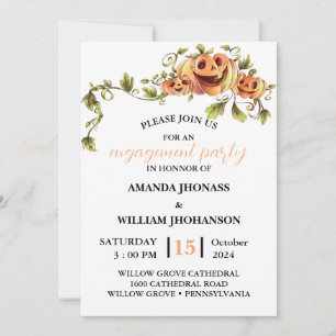 Invitación fiesta de compromiso de otoño halloween calabaza t