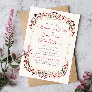Invitación Fiesta de Compromiso de Paisley Floral Botánico de