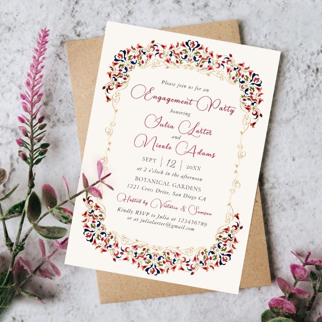 Invitación Fiesta de Compromiso de Paisley Floral Botánico de (Subido por el creador)