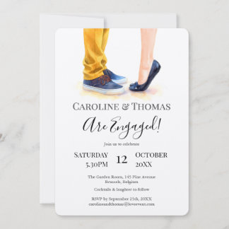 Invitación Fiesta de compromiso de pareja con acuarela modern