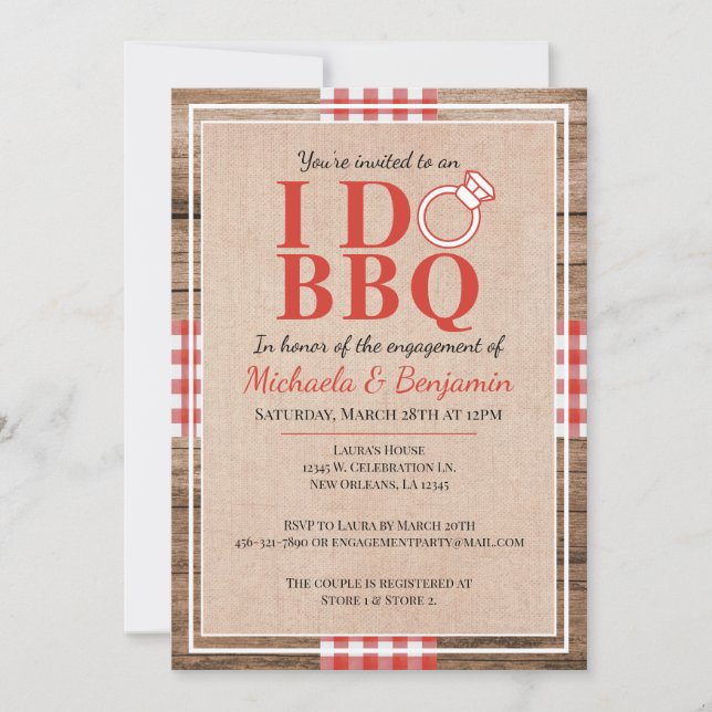 Invitación Fiesta de Compromiso de Parrillada Parejas Shower (Anverso)