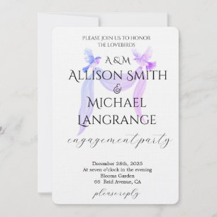 Invitación Fiesta de compromiso de Pastel Lovebirds