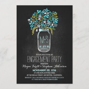 Invitación fiesta de compromiso de pizarra de pizarra turques