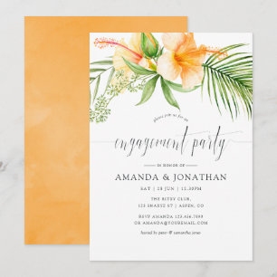 Invitación Fiesta de compromiso de playa floral tropical con 