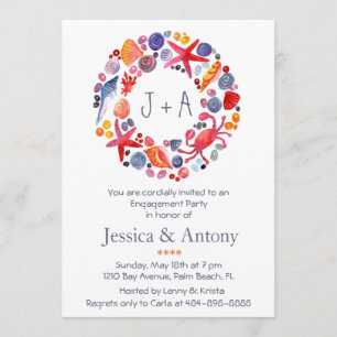 Invitación Fiesta de compromiso de playa Wreath Beach