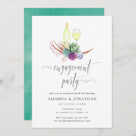 Invitación Fiesta de compromiso de prueba de vino de suculenc