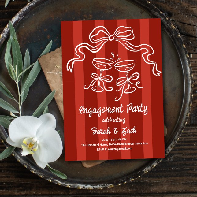 Invitación Fiesta de compromiso de rayas tostadas (Subido por el creador)