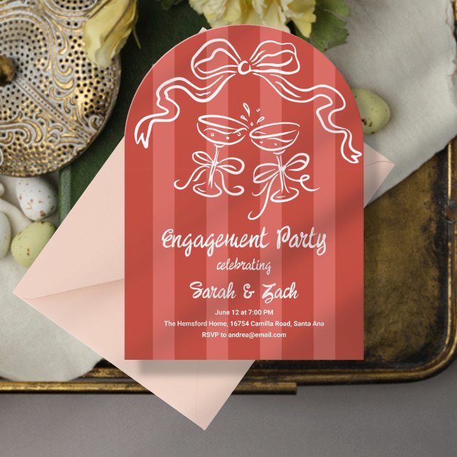 Invitación Fiesta de compromiso de rayas tostadas (Subido por el creador)