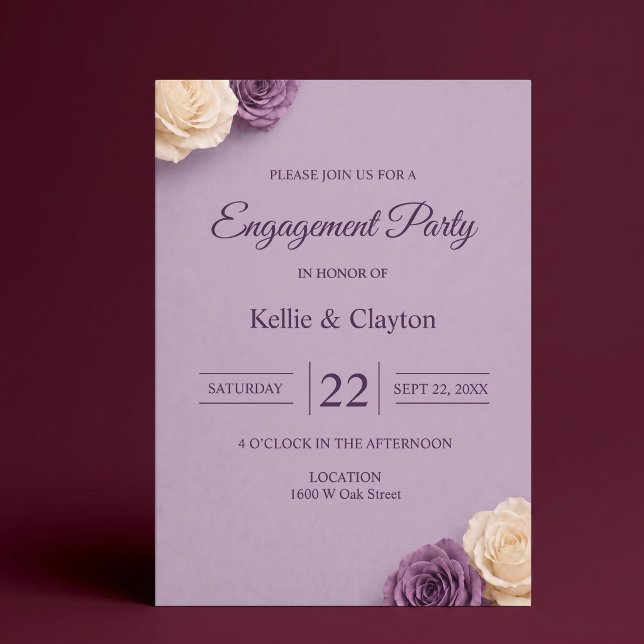 Invitación Fiesta de compromiso de Rosa Púrpura (Subido por el creador)