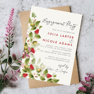 Invitación Fiesta de compromiso de Sweet Wildflowers Fresa